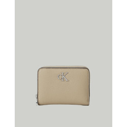 CARTERA CALVIN KLEIN MINIMAL MONOGRAM MED ZIP AROUND BEIG