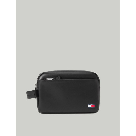 NECESER TOMMY HILFIGER TJM HERITAGE LEATHER WASHBAG NEGRO